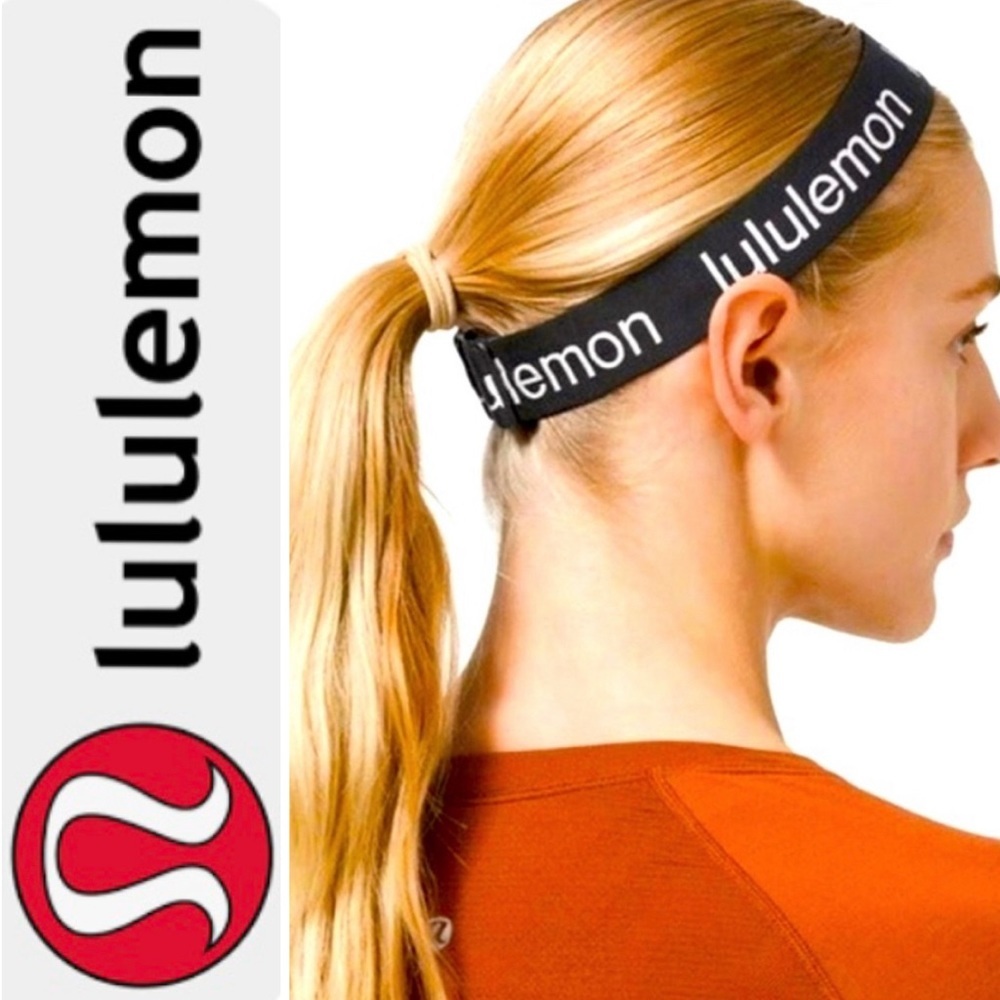 LULULEMON Hold Your Own Black & White Headbands Adjustable One Size (Two pieces)